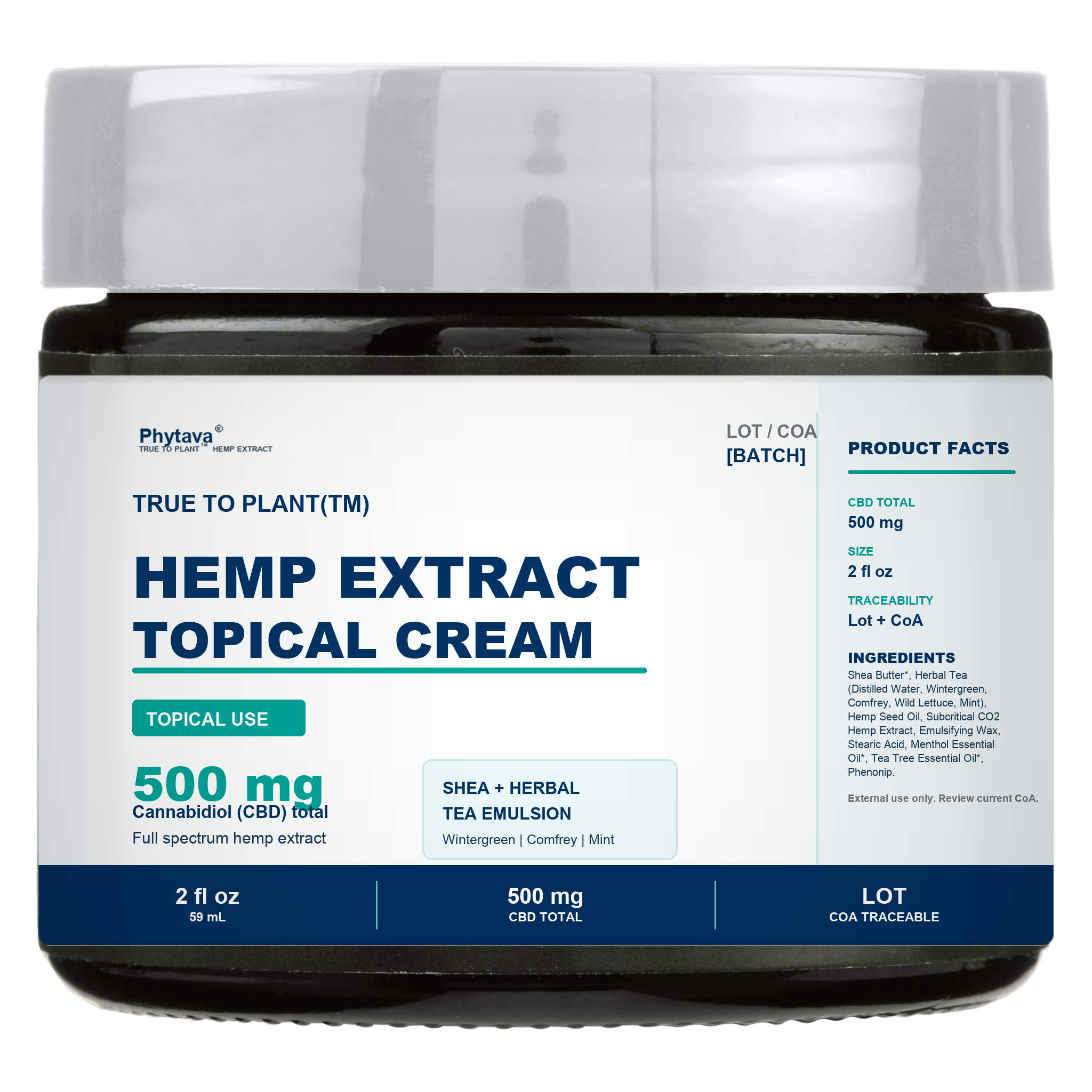Phytava Hemp Extract Topical Cream jar